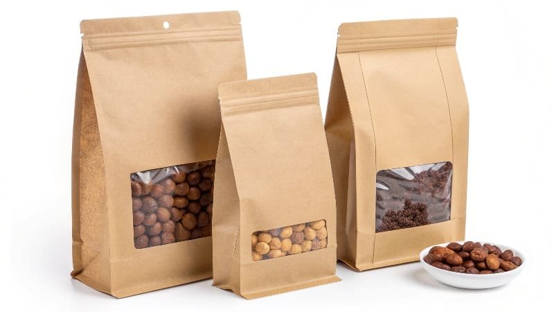 A standard clear poly bag next to a high-barrier foil pouch, showing the difference in material complexity.
