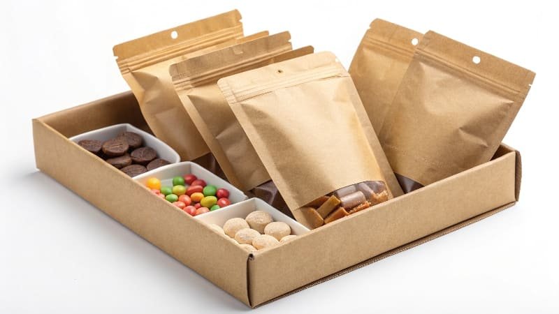 A paper grocery bag holding fresh bread, with the bread starting to go stale.